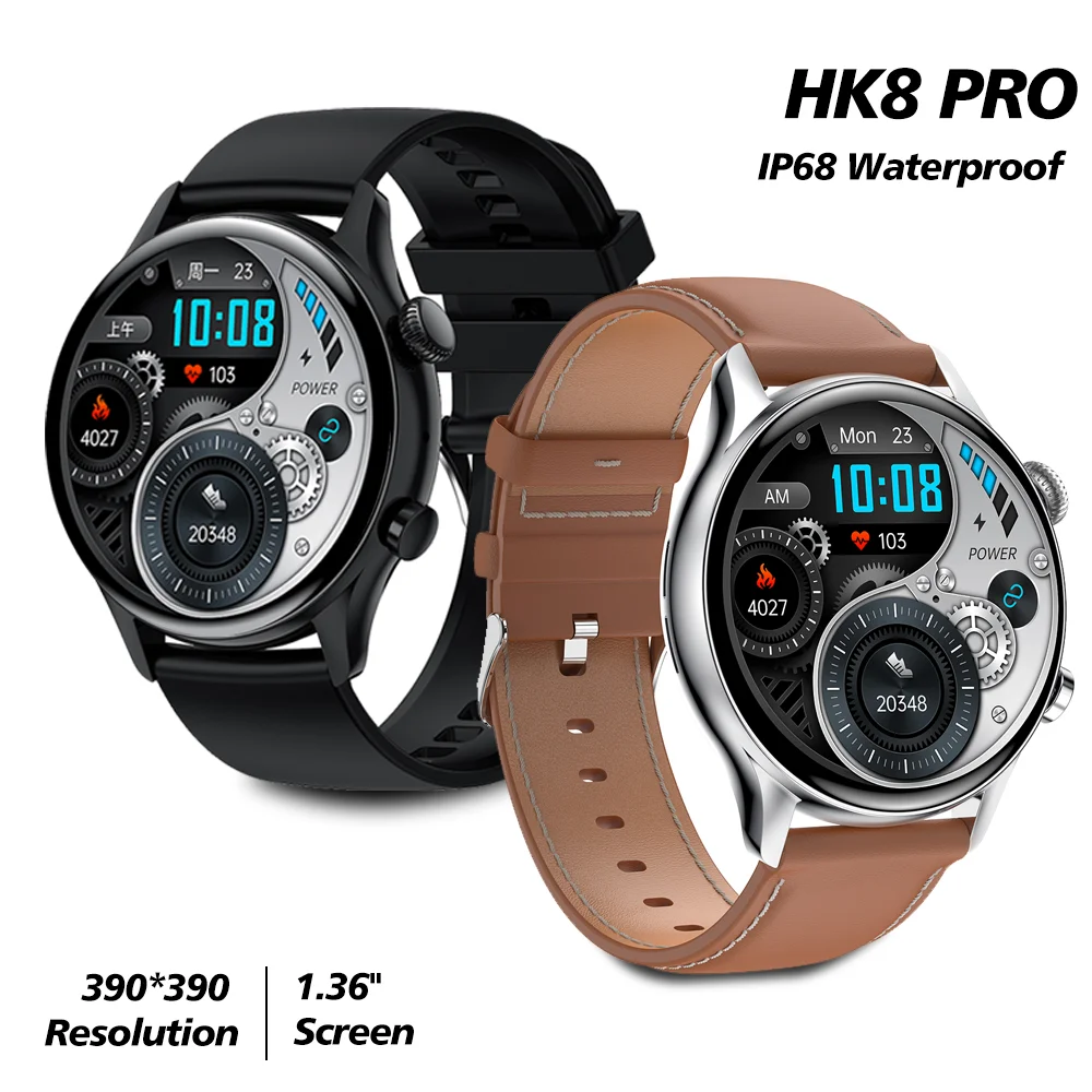 AMOLED HK8 PRO Ʈ ġ 1.36 IPS 390*390 ġ ũ IP68  BT5.0 NFC G  300mAh ڱ  Smartwatch
